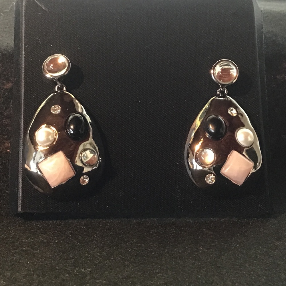 Earrings - Modern And Artsy Gunmetal Tone Drop Earrings
